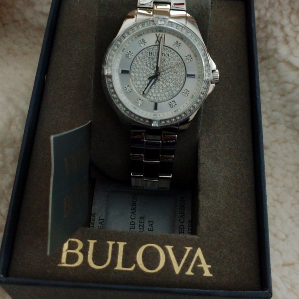 Bulova Silver Women's Watch with Crystal Accents